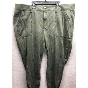 Lane Bryant Pants Plus Size 26 Green Tapered Leg Zipper Slash Pockets